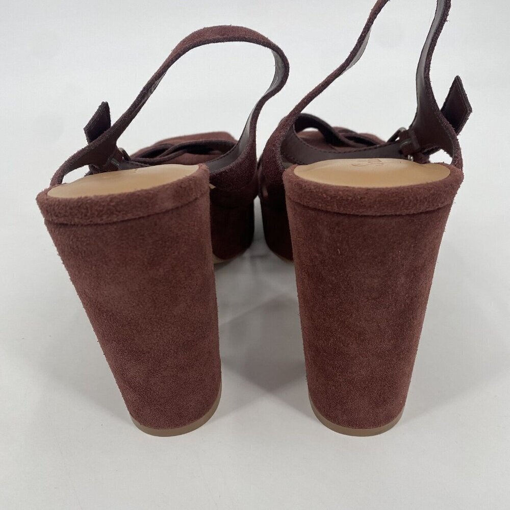 Splendid Womens Size 10 Piper Suede Platform Heeled Sandals Raisin Strappy Boho - Picture 11 of 13